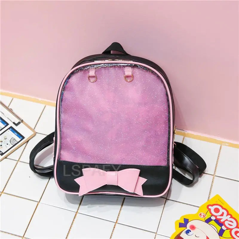 Clear Transparent Bow School Backpack Rucksack Japanese School Mythical - Tophatter Daily Deals