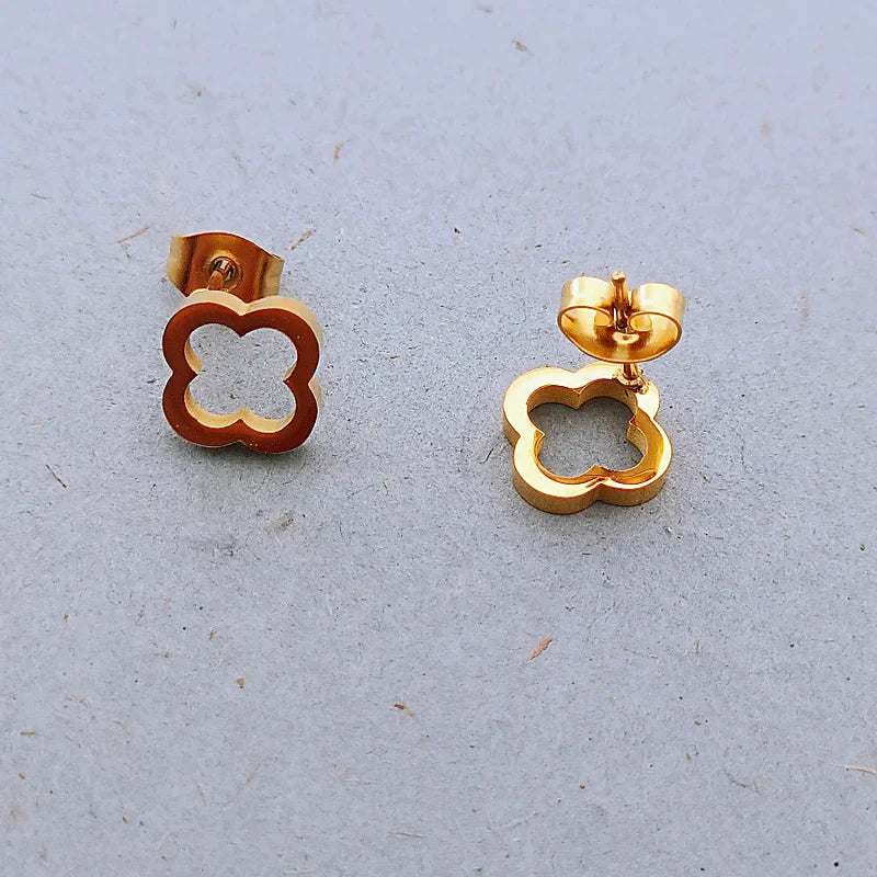 Clover Flower Stainless Steel Bracelet Set Gold Gift - Tophatter Daily Deals