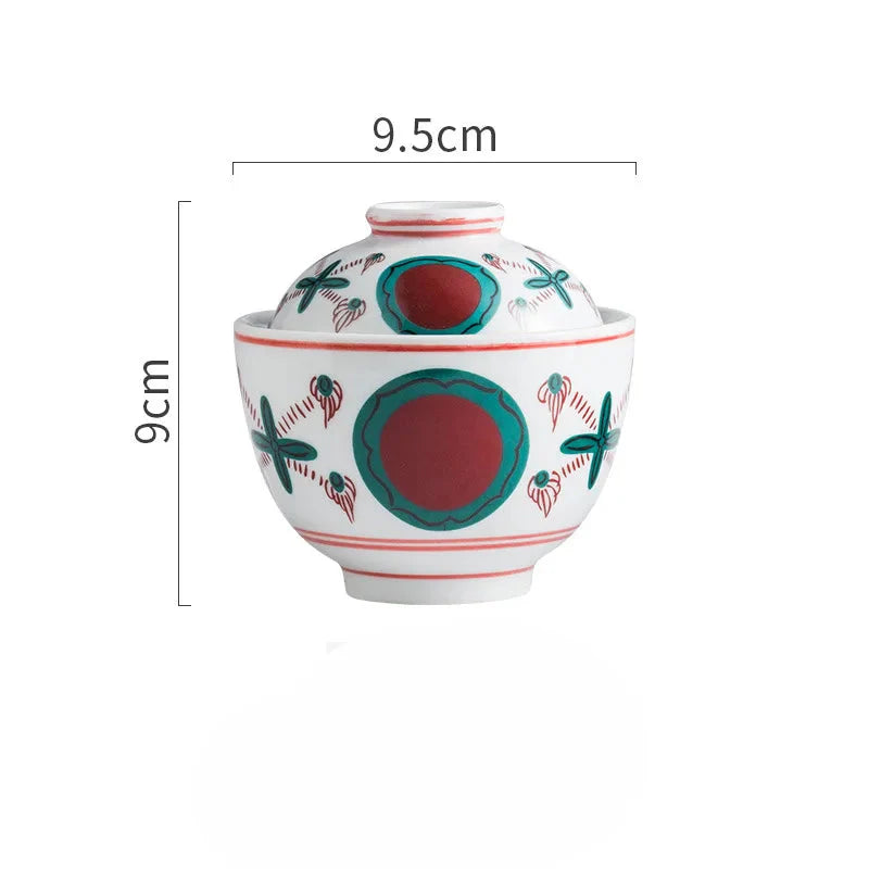 Hand Painted Japanese Ceramic Lidded Dessert Bowls Set E style slow cooker - Tophatter Daily Deals