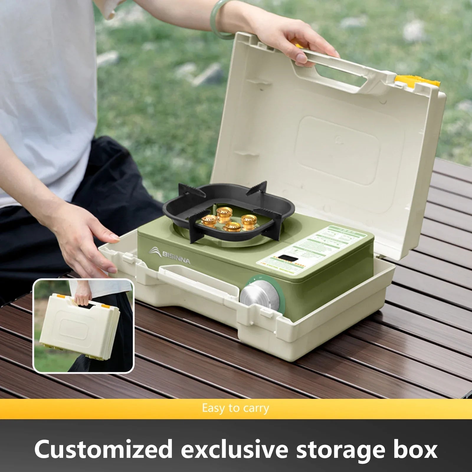 5800W Camping Gas Stove High Firepower Cassette Green Camp Cooking - Tophatter Daily Deals
