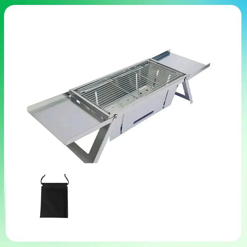Folding Charcoal Grill Stove Silver Camp Cooking - Tophatter Daily Deals