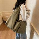 Lightweight Versatile Women Shoulder Bag - Slouchy Nylon Green - Tophatter Daily Deals