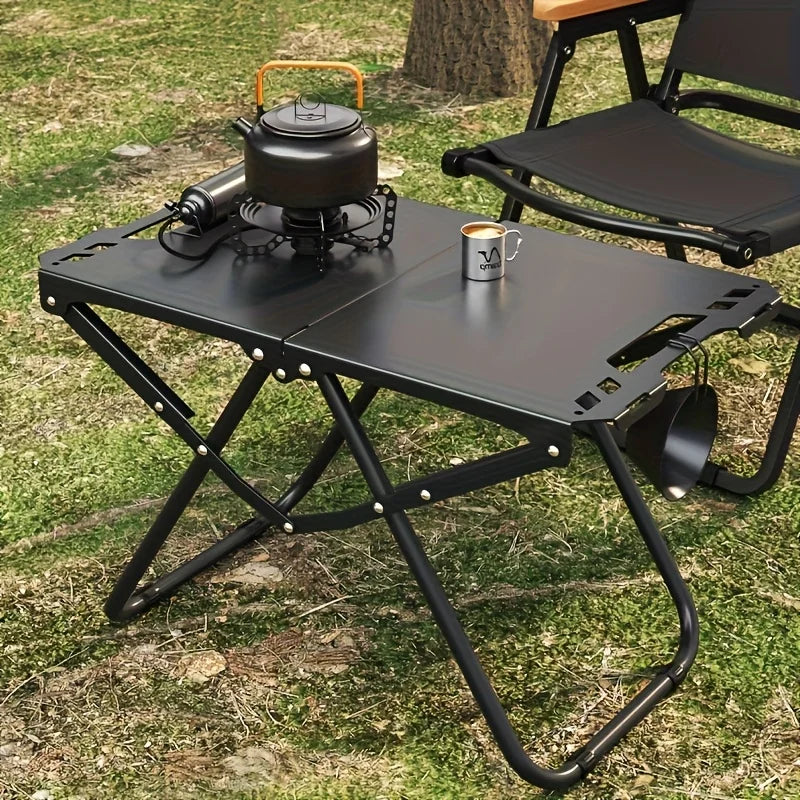 Folding Camping Table with Carry Handle Tripod Base Black Camp Furniture - Tophatter Daily Deals