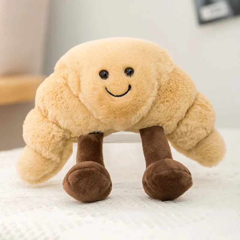 Pretzel Croissant Smiley Face Poached Egg Baguette Bread Plush Toy Food - Tophatter Daily Deals