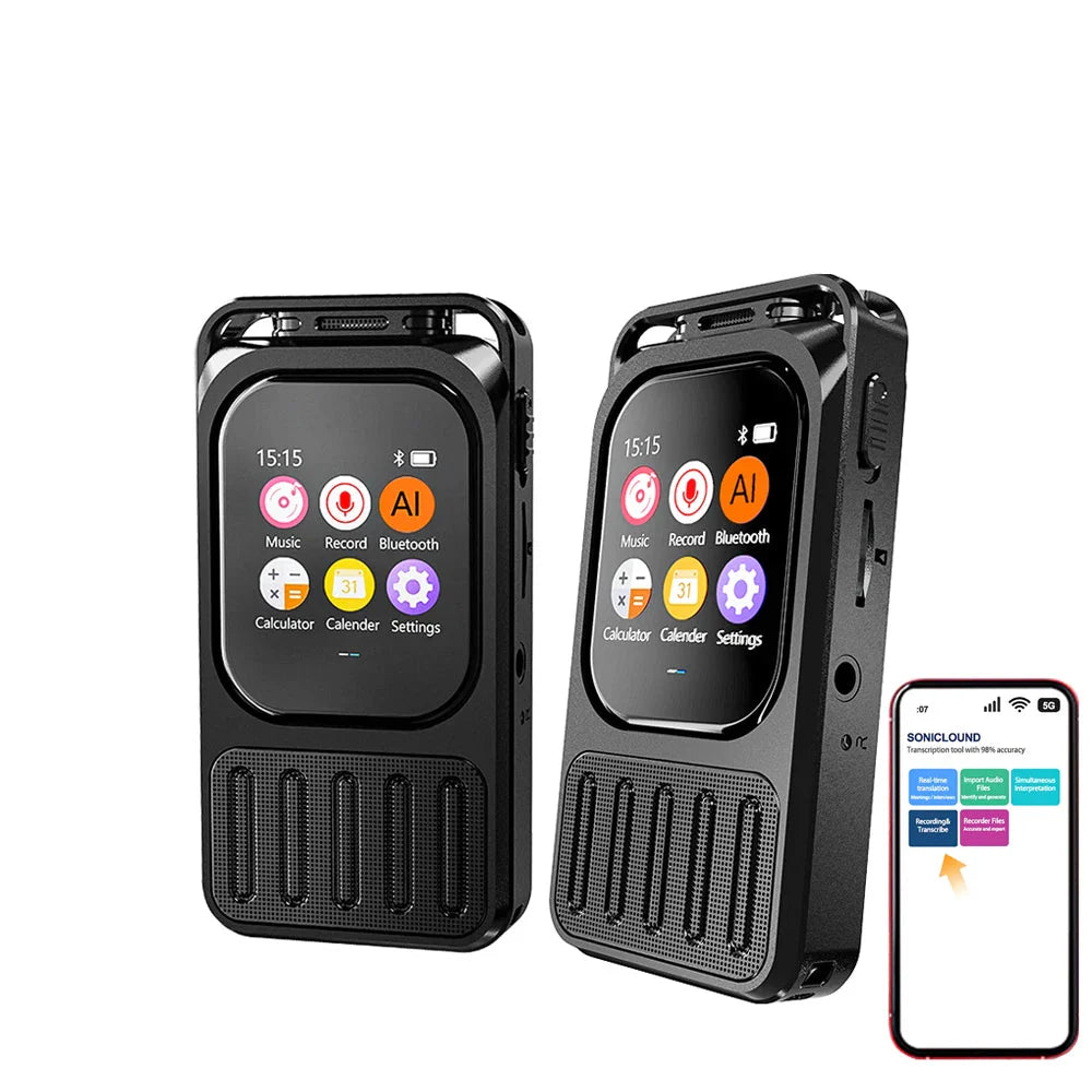 AI Voice Recorder Bluetooth Touchscreen 79H Battery 1200mAh - Tophatter Daily Deals