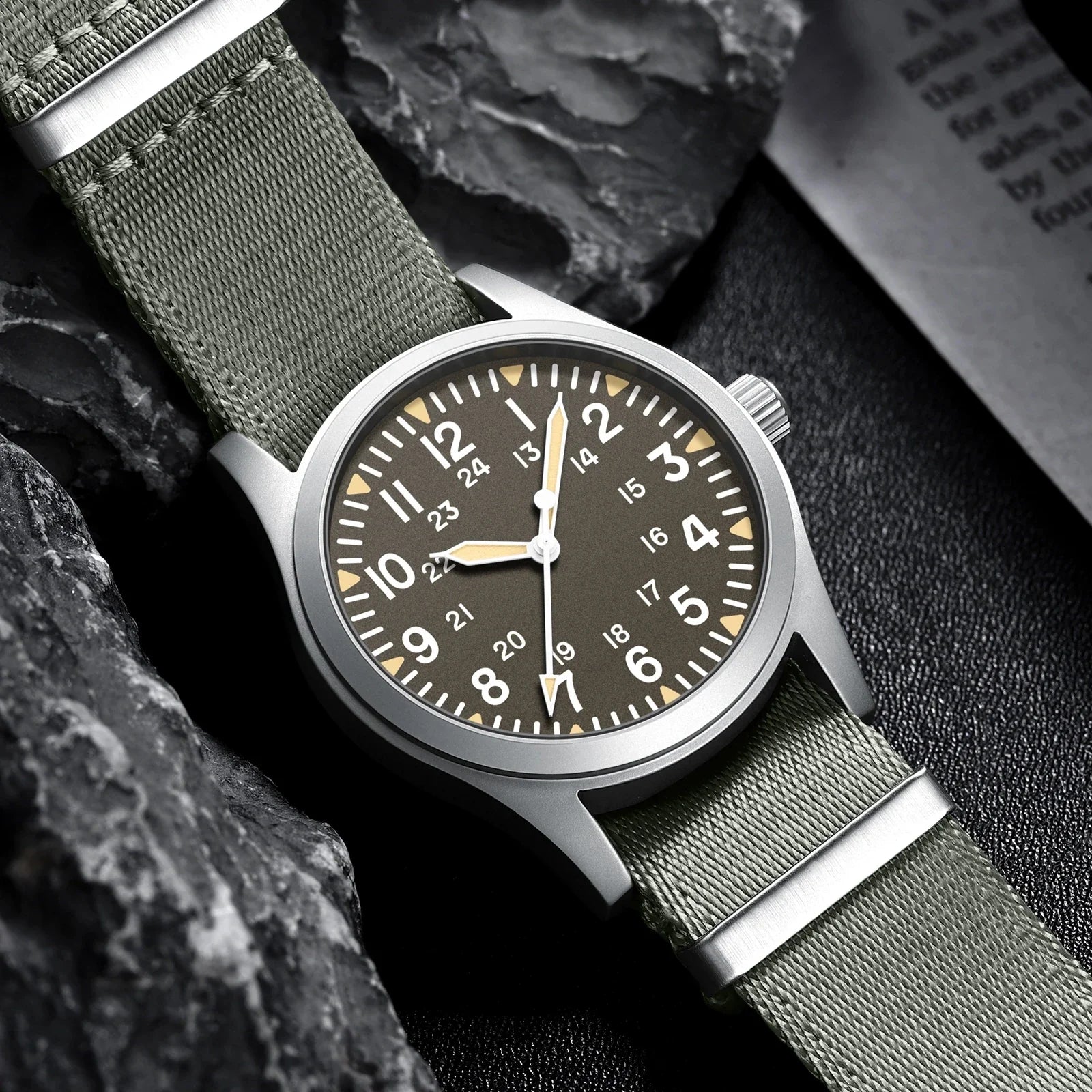 Military Quartz Field Watch 37mm Sapphire Fall 2025 - Tophatter Daily Deals