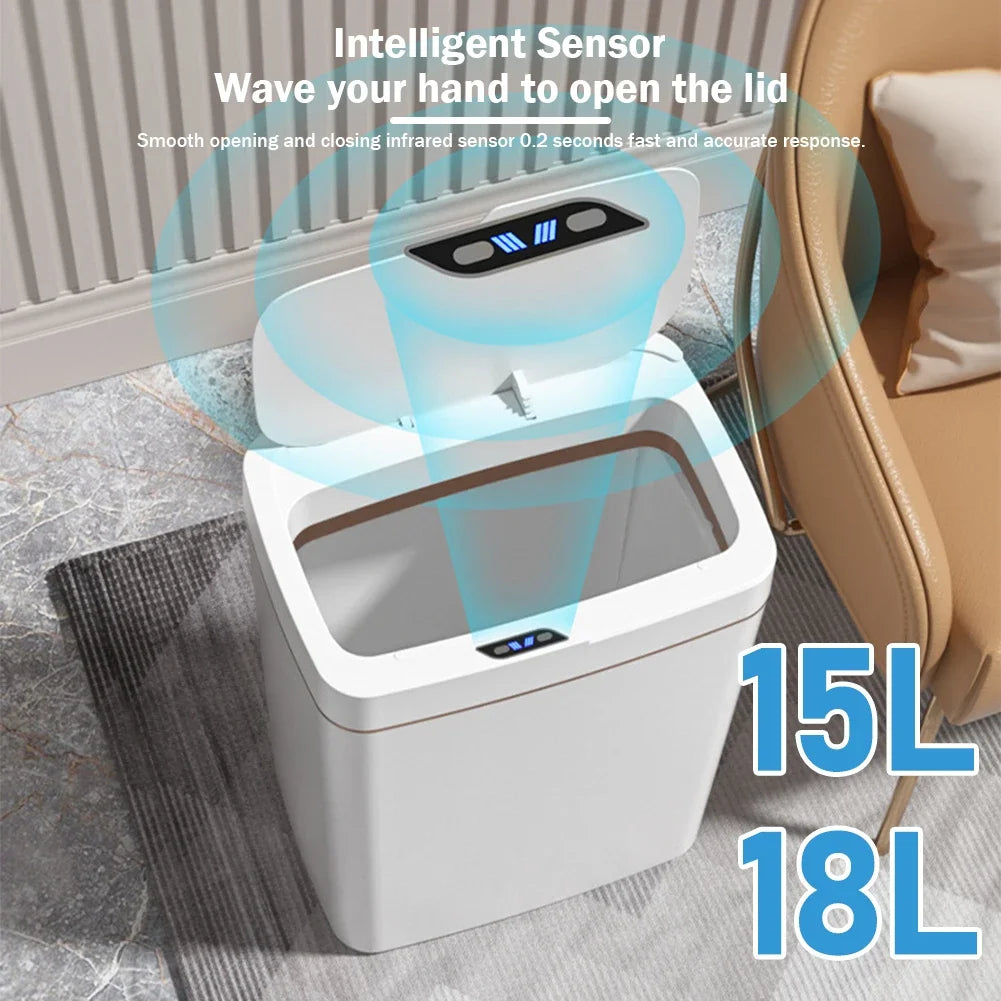 Smart Sensor Trash Can 15L 18L Touchless Quiet Waterproof - Tophatter Daily Deals
