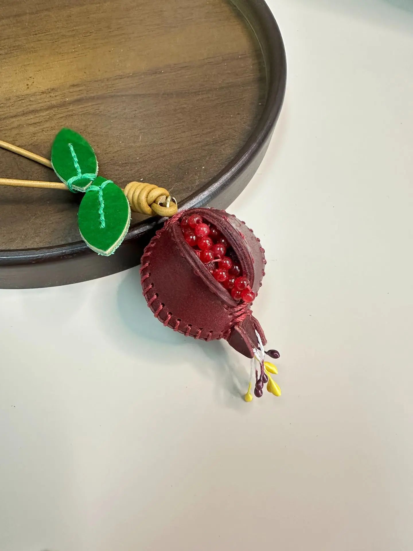 Pomegranate Leather Charm Keychain Bag And Car Decor - Tophatter Daily Deals