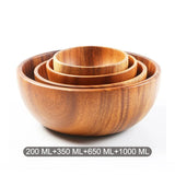Acacia Wooden Bowl Japanese Style Salad Bowl Ramadan 4-piece Bowls - Tophatter Daily Deals