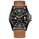 Nylon Band Military Quartz Watch With Date Display Coffee black - Tophatter Daily Deals