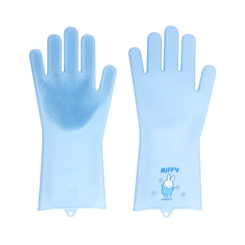 Miffy Silicone Kitchen Washing Up Gloves Blue Animals - Tophatter Daily Deals