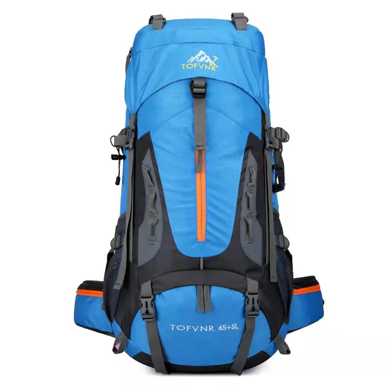 70L Camping Backpack Tear-Resistant Rucksack Blue Backpacks - Tophatter Daily Deals
