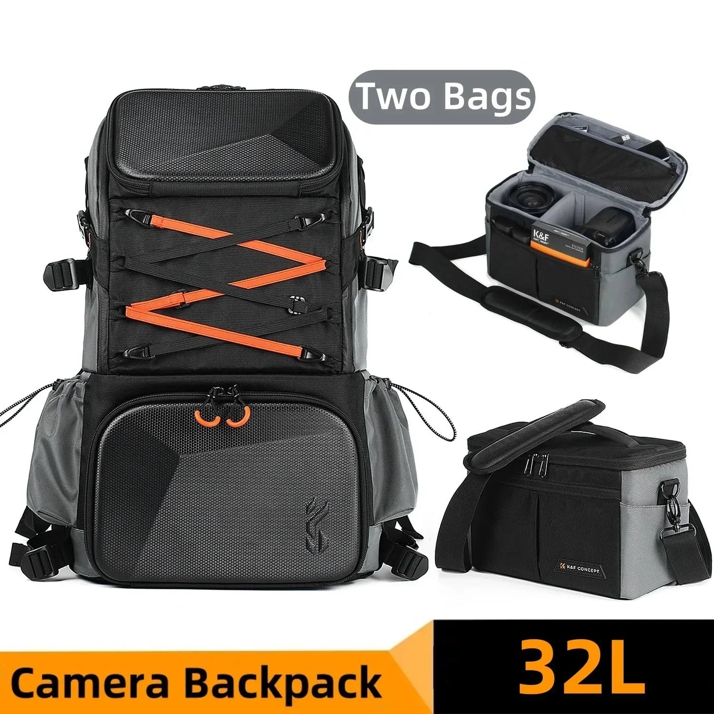 2-in-1 Camera Backpack And Sling Waist Bag Grey Backpacks - Tophatter Daily Deals