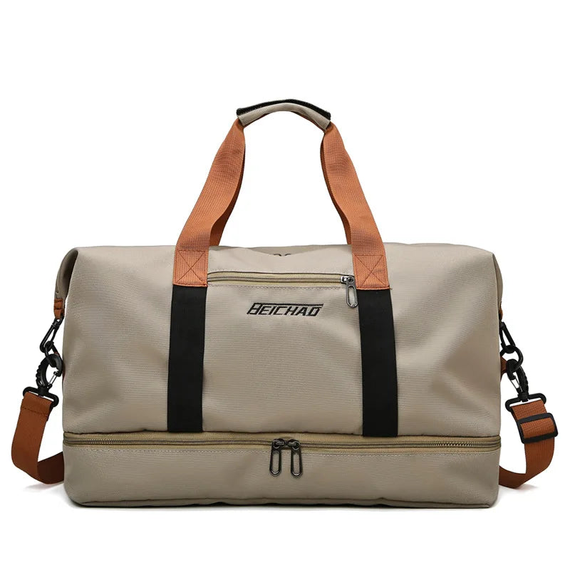 Nylon Travel Gym Duffel Bag Khaki Duffel Bags - Tophatter Daily Deals