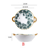 7.5 Inch Japanese Ceramic Noodle Bowl With Handles Blue B - Tophatter Daily Deals