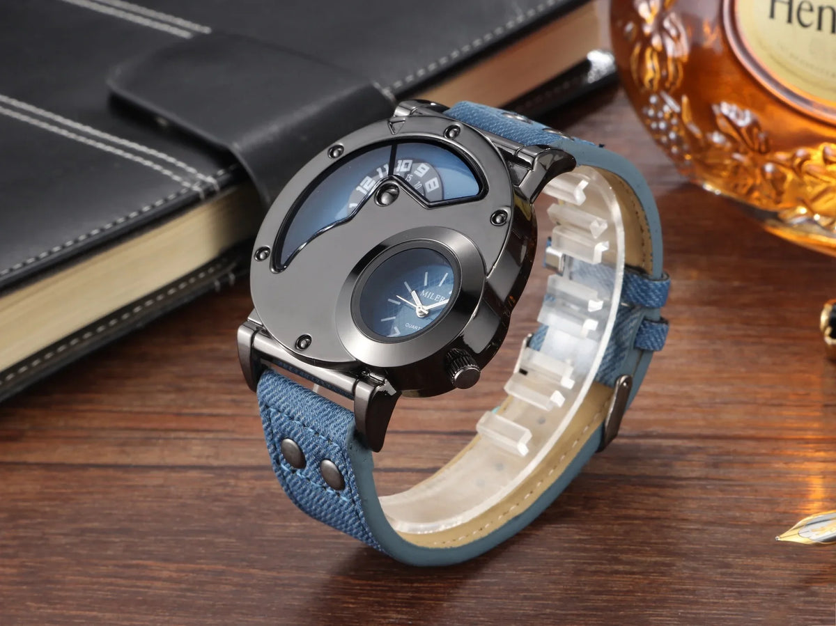 Quartz Sport Watch With Fabric Strap Irregular Alloy Case - Tophatter Daily Deals