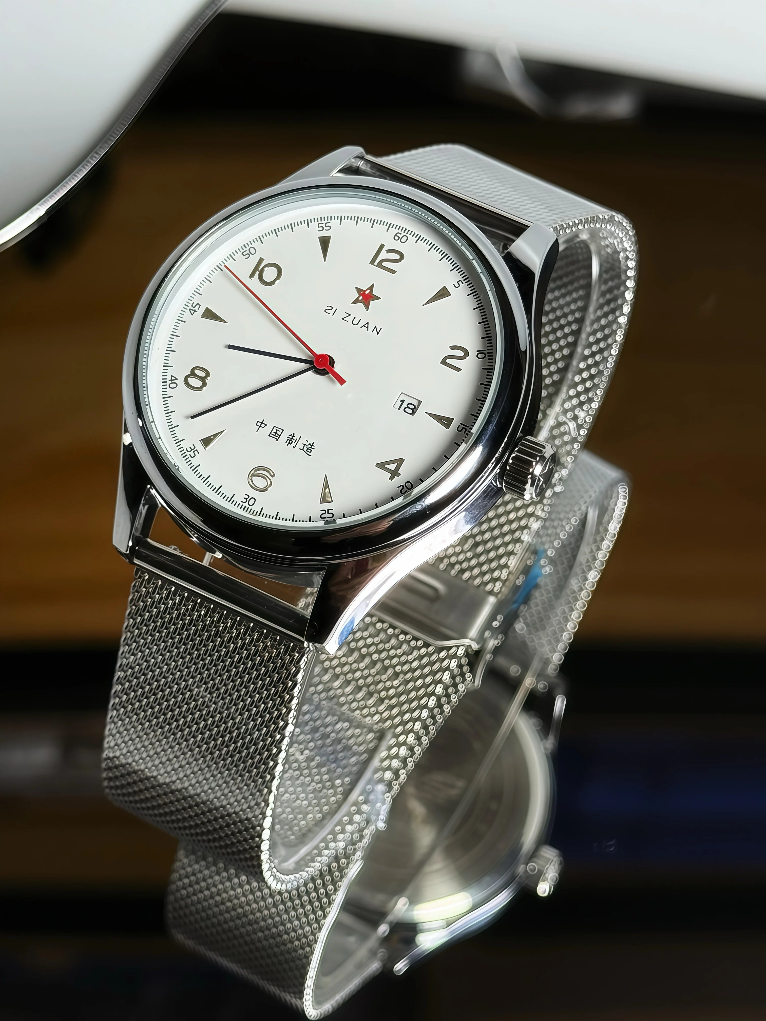 Pilot Watch 41mm Mesh Strap Stainless Steel Classic - Tophatter Daily Deals