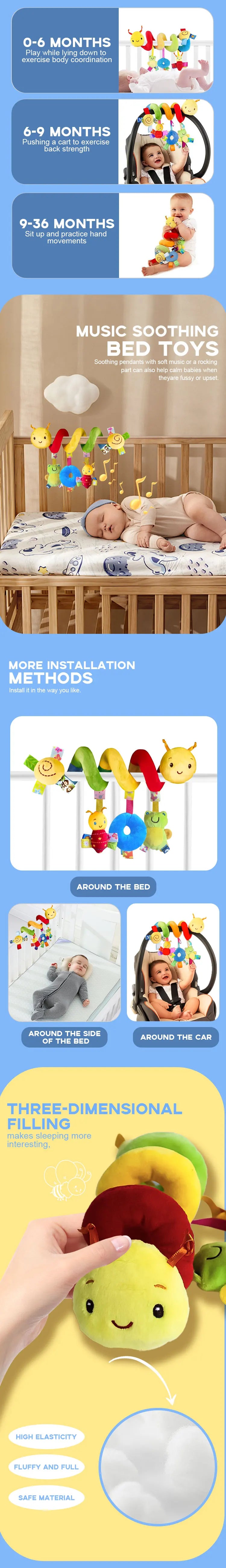 Baby Hanging Car Seat Toy With Squeaker Rattles 0 To 12M - Tophatter Daily Deals