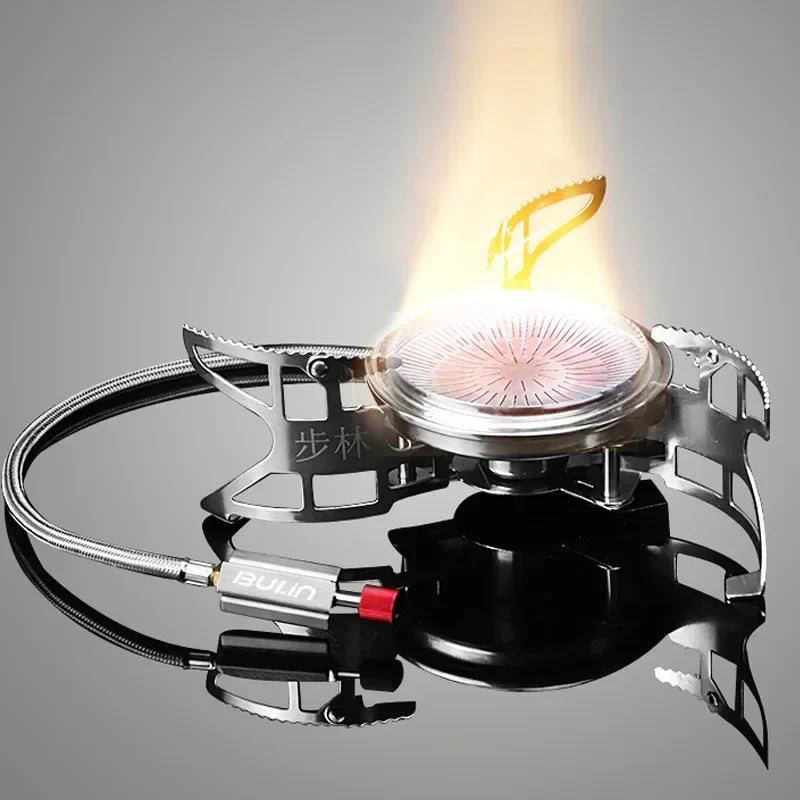 3800W Folding Outdoor Gas Stove with 1.5L Pot Silver Camp Cooking - Tophatter Daily Deals