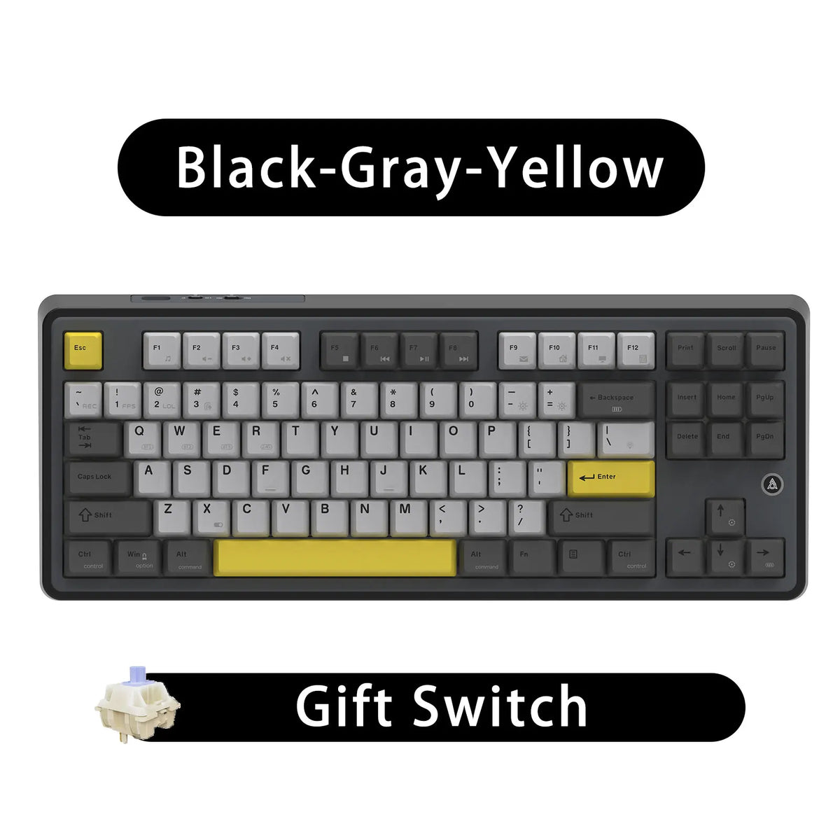 Mechanical Keyboard 87 Key Tri Mode RGB Hot Swappable Gift Black Yellow - Tophatter Daily Deals