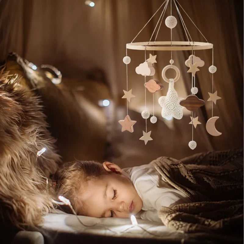 Wooden Baby Mobile With Music Box Newborn Sensory Toys - Tophatter Daily Deals