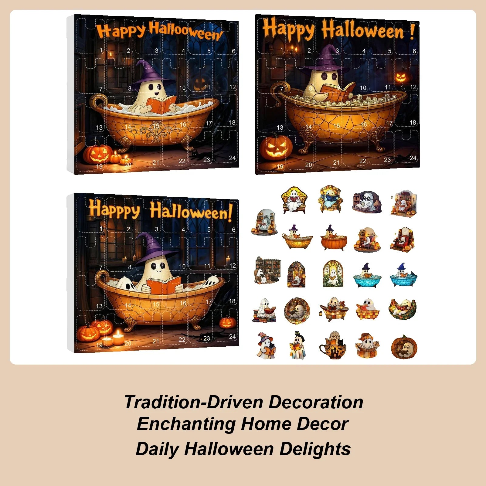 Halloween Countdown Calendar 24 Acrylic Ghosts Decor - Tophatter Daily Deals