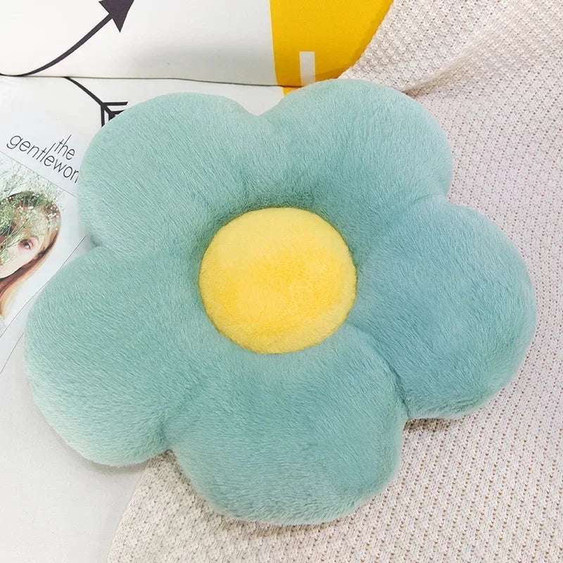 Fresh Colorful Pastel Flower Plush Toy Cushion Green x Yellow Flowers - Tophatter Daily Deals