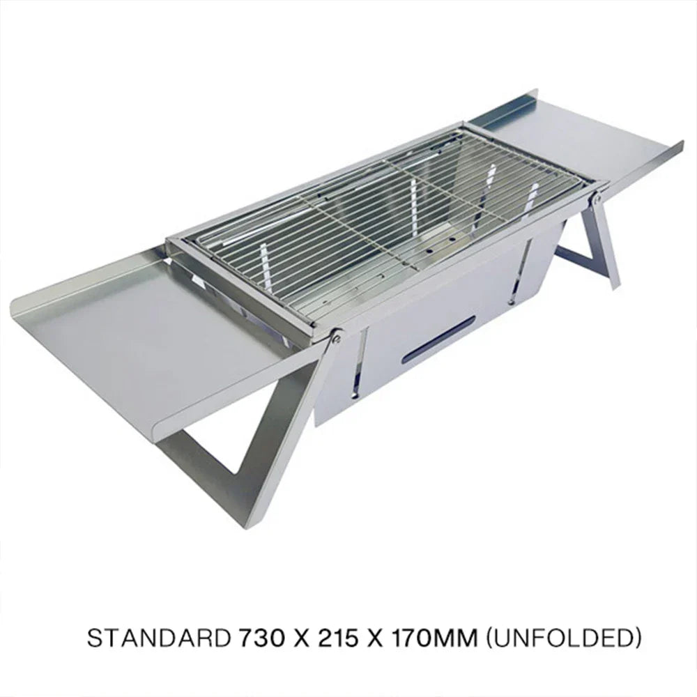 Folding Charcoal Grill Stove Silver Camp Cooking - Tophatter Daily Deals