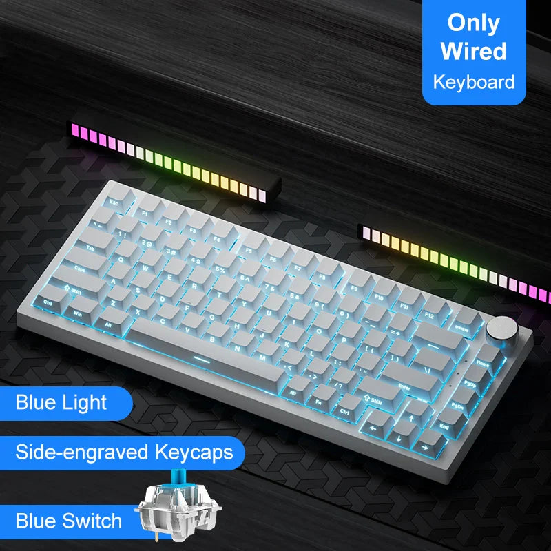 Mechanical Bluetooth Gaming Keyboard 75 Percent Hot Swap AK820 White1 - Tophatter Daily Deals