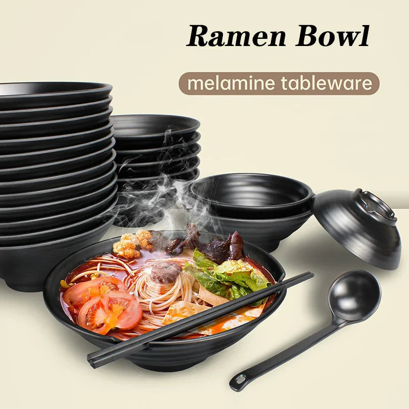 Ramen Bowl Black Plastic Japanese Style Noodle Bowl - Tophatter Daily Deals