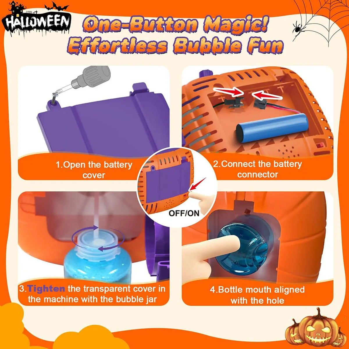 Pumpkin Bubble Machine Halloween 2025 With Lights Sound - Tophatter Daily Deals