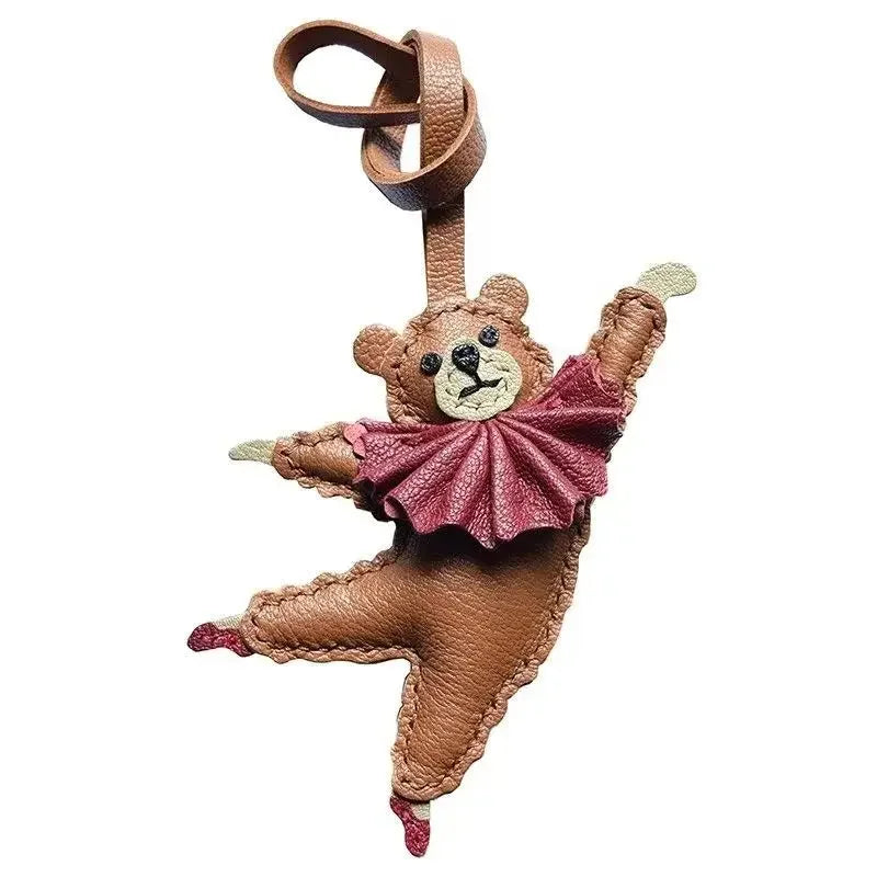 PU Leather Bag Charm Personal Dancing Bear Keychain Gift - Tophatter Daily Deals