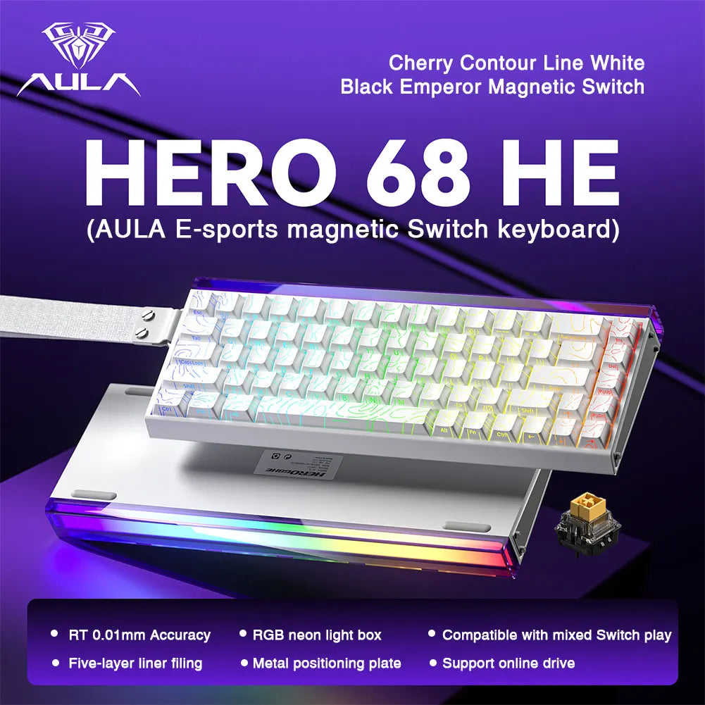 Mechanical Gaming Keyboard 68 Key RGB Compact Esports White Contour lines - Tophatter Daily Deals