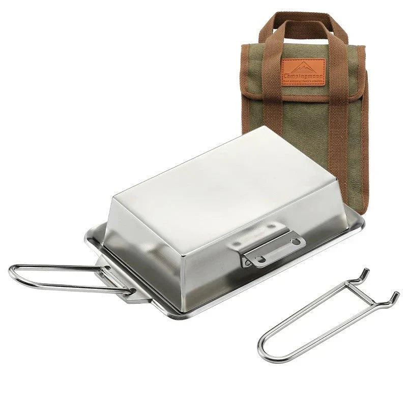 Portable Thickened Camping Frying Pan Silver Camp Cooking - Tophatter Daily Deals