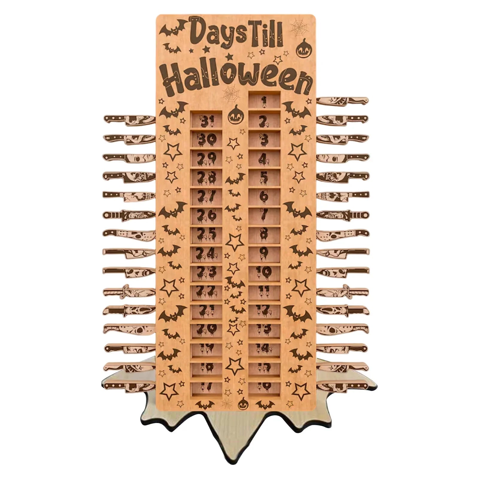 Wooden Halloween Advent Calendar 31 Day Countdown Craft - Tophatter Daily Deals