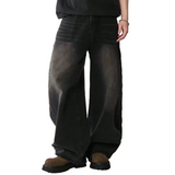 Oversized Men's Wide Leg Jeans - Baggy Straight Cotton Blend - Tophatter Daily Deals