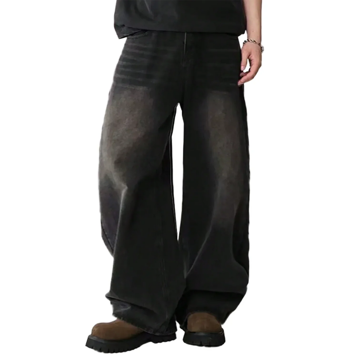 Oversized Men's Wide Leg Jeans - Baggy Straight Cotton Blend - Tophatter Daily Deals