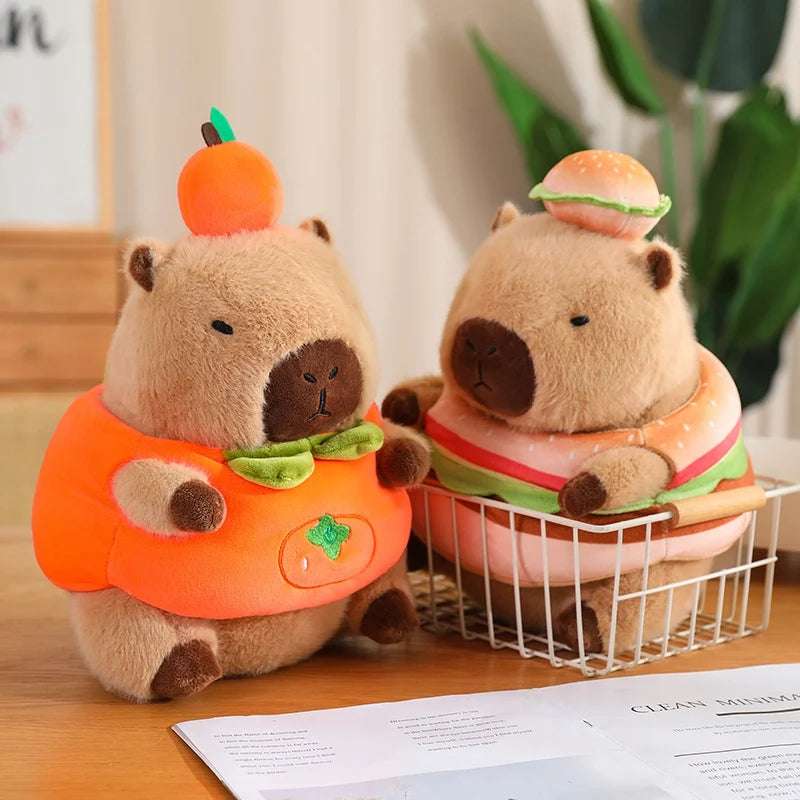 Kawaii Snack Attack: Hamburger Capybara Dog Pig Capibaras Pizza Bubble Tea Cushion Plush Animals - Tophatter Daily Deals