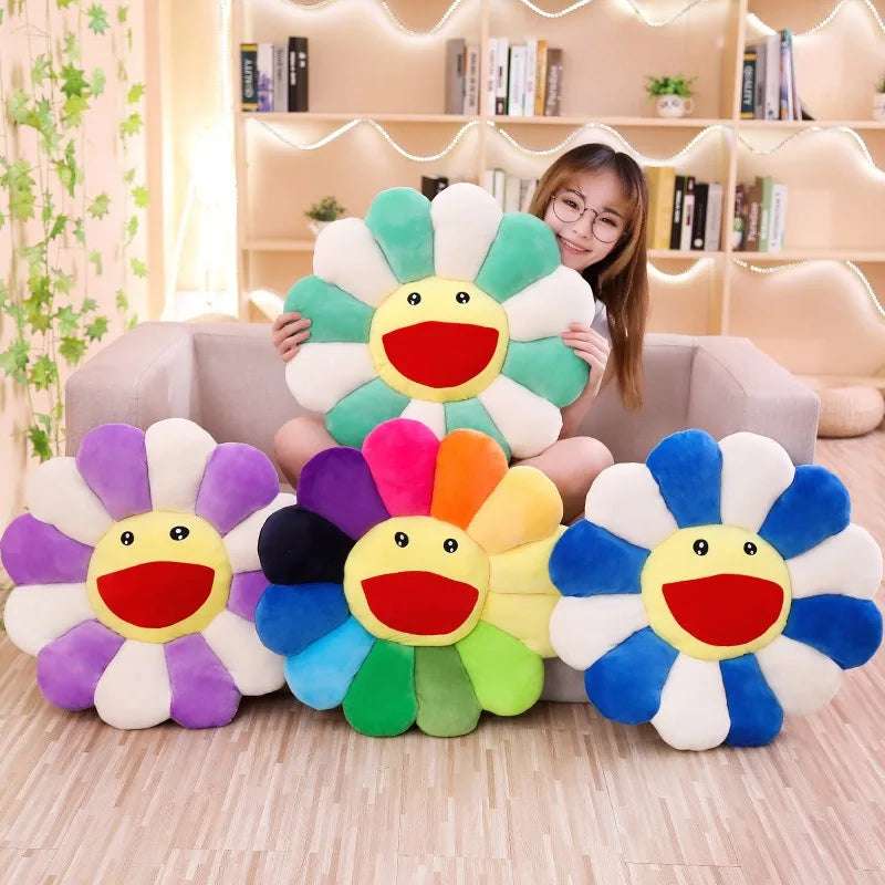 Japan Sunflower Face Plush Seat Cushion Rainbow Flower Flowers - Tophatter Daily Deals