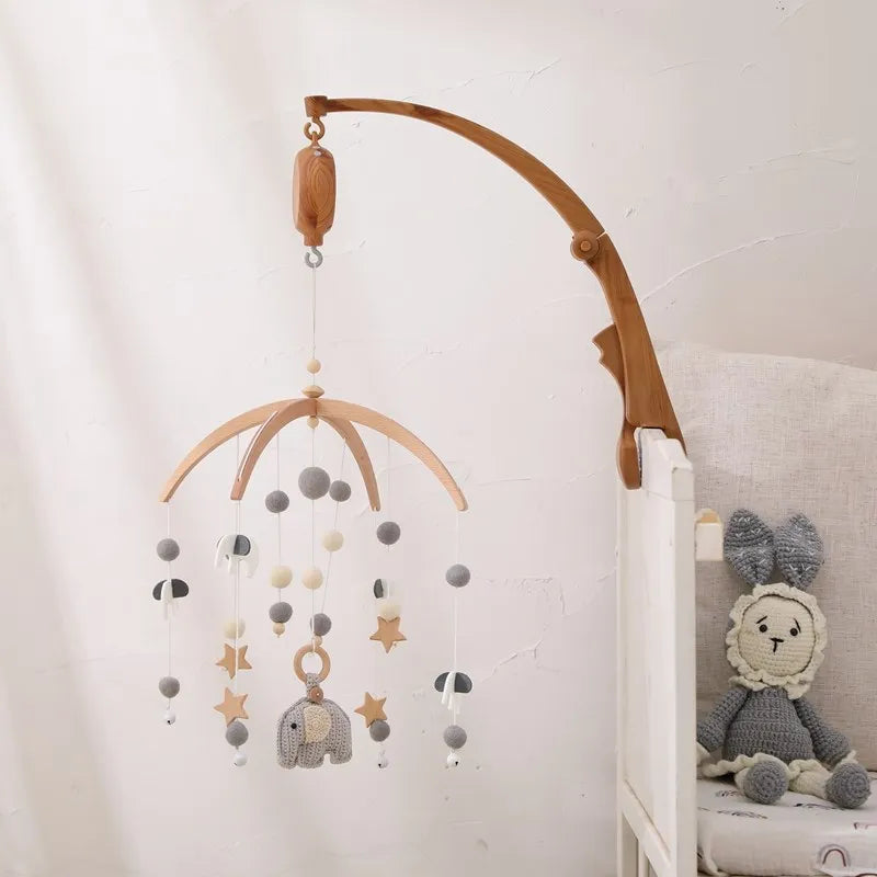 Wooden Felt Animal Crib Mobile With Soothing Calming Music - Tophatter Daily Deals