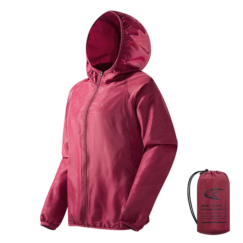 Waterproof Men's Hiking Jacket - Hooded Quick Dry, Polyester Unisex Red - Tophatter Daily Deals