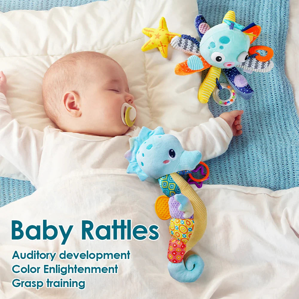 Soft Giraffe Baby Rattle Hanging Plush Newborn Sensory Toys - Tophatter Daily Deals