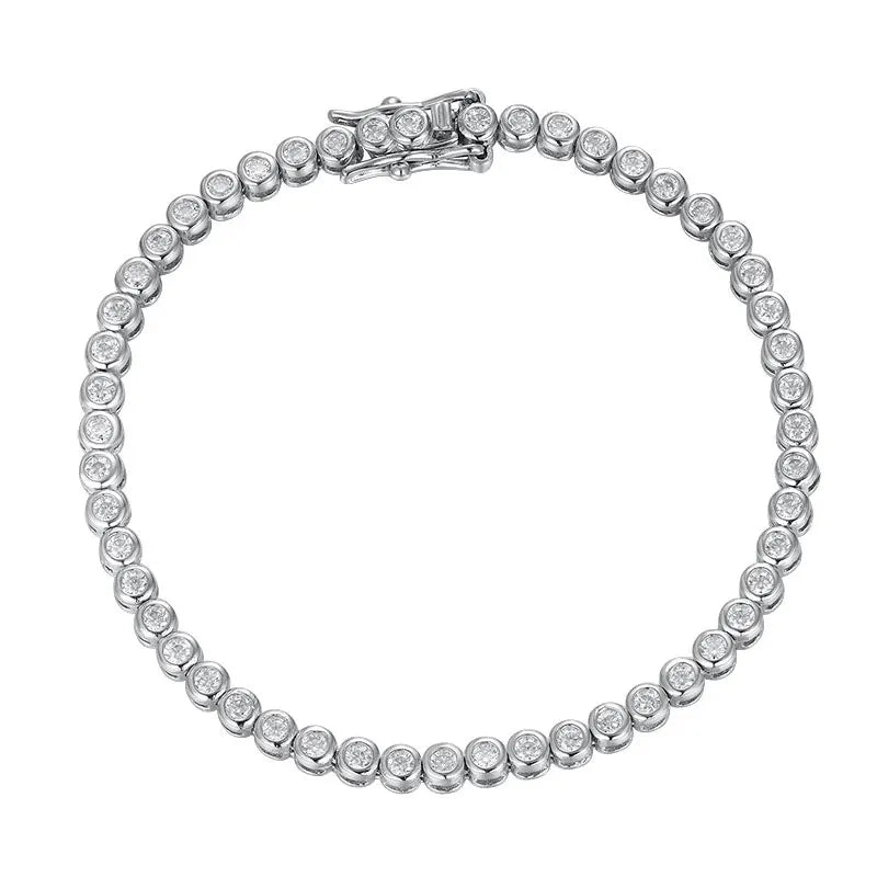 Moissanite 2mm Tennis Bracelet Sterling Silver White 2mm - Tophatter Daily Deals