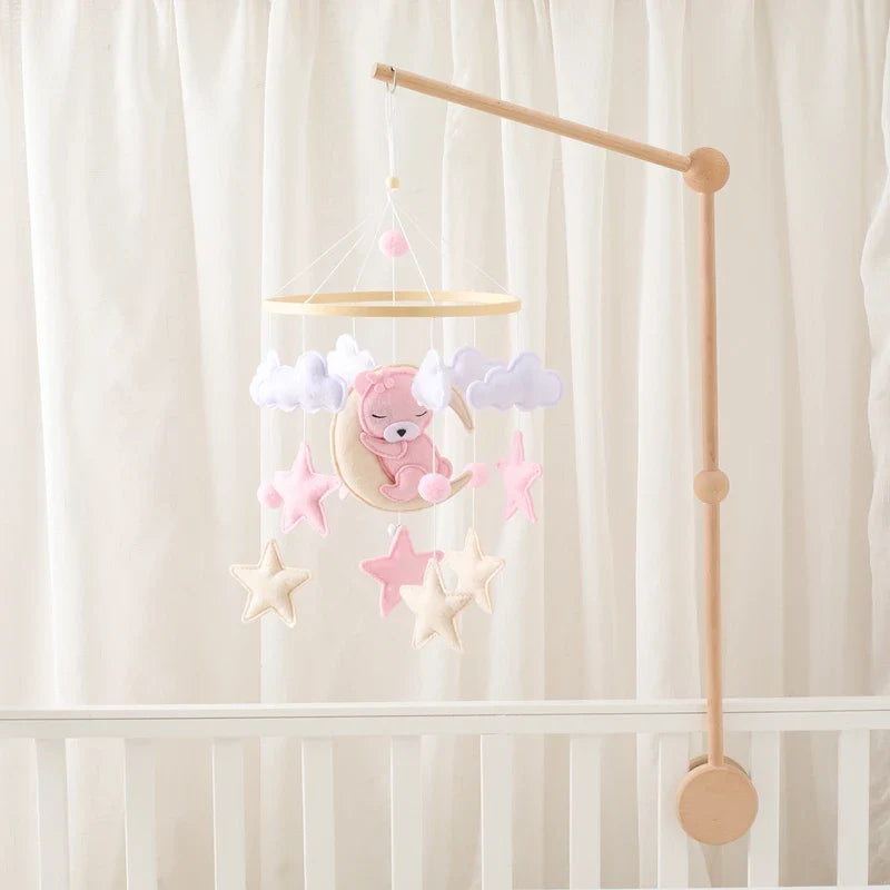 Wooden Crib Mobile Felt Bear Musical Newborn Sensory Toys - Tophatter Daily Deals