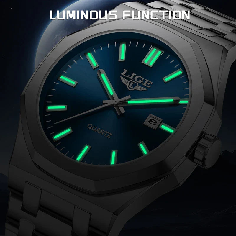 Quartz Watch Stainless Steel Waterproof Luminous Wristwatch - Tophatter Daily Deals