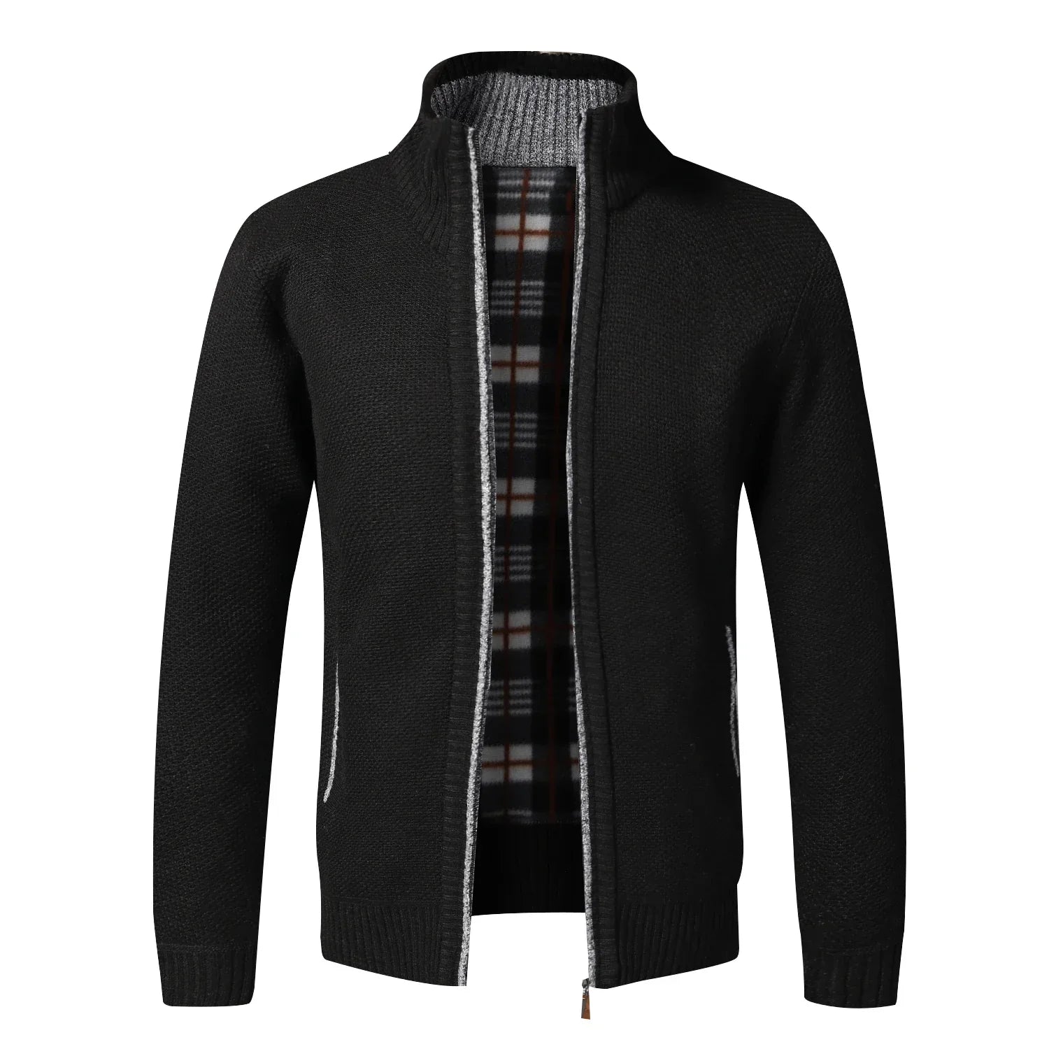 Men's Fleece Zip Cardigan Jacket Slim Fit Knit - Tophatter Daily Deals