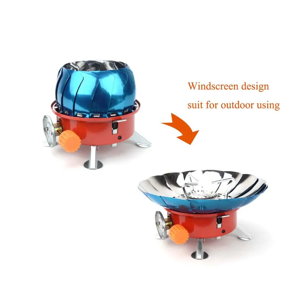 Windproof Mini Folding Camping Gas Stove Red Camp Cooking - Tophatter Daily Deals