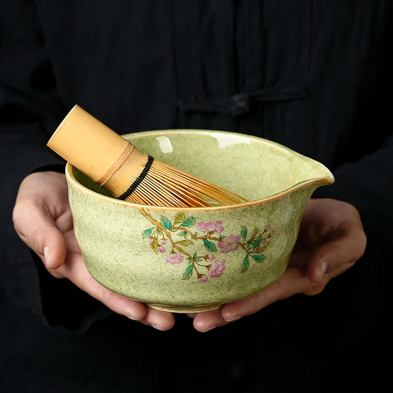 Matcha Tea Set Porcelain Bowl Bamboo Whisk Traditional Box - Tophatter Daily Deals