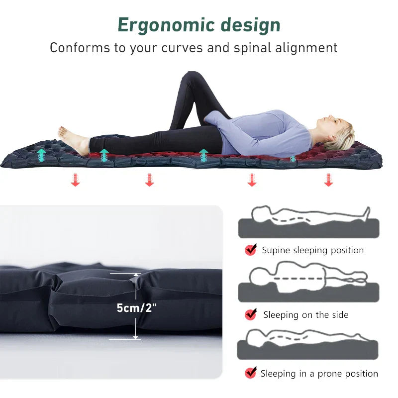 Inflatable Camping Sleeping Pad Nylon Air Mattress Blue - Tophatter Daily Deals