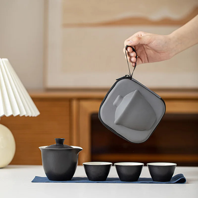 Portable Ceramic Travel Tea Set With Case Gift Kit - Tophatter Daily Deals